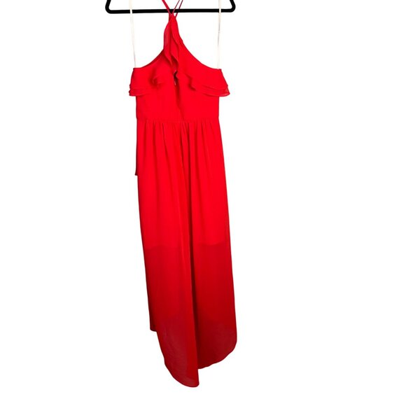 BCBGeneration Red Halter Dress‎ Size 8 Layered Ruffle High Low NEW - Picture 7 of 12